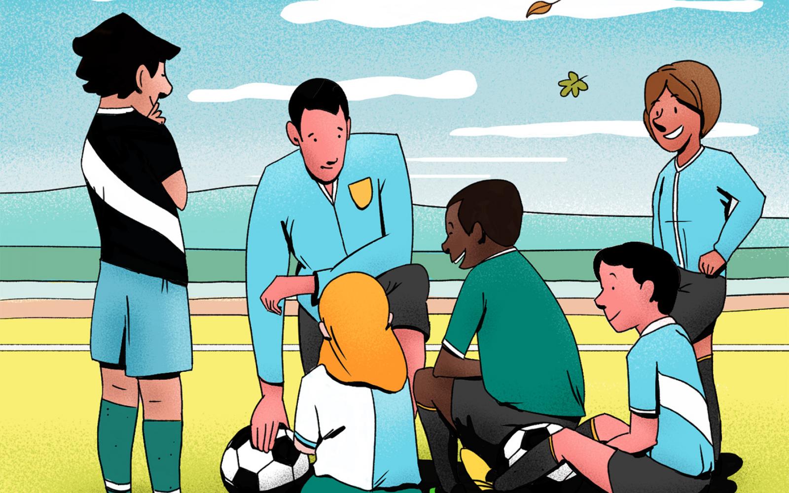Coach with children - image from the e-learning